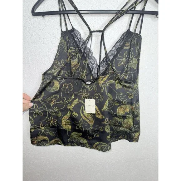 NWT Free People Off The Coast Cami Black Lace Floral Print Tank Blouse Size S F1 - Picture 6 of 8
